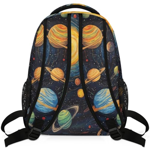 Kids School Backpack Space Solar System Planets Large Bookbag for Elementary Students Boys Girls Lightweight Travel Casual Daypack Water Resistant Outdoor Hiking Sport Rucksack - color: Space Solar System Planets