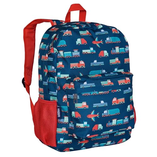 Wildkin Kids 16 Inch Elementary School Backpack for Boys – Durable Padded Bag with Adjustable Straps for School, Travel & Everyday Use, Multiple Pockets, Ages 6–13 – Transportation - color: Transportation
