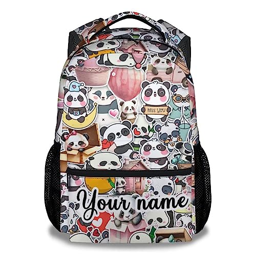 Personalized Panda Backpack for Girls Boys, 16 Inch Panda Theme Bookbag with Adjustable Straps, Durable, Lightweight, School Bag with Large Capacity - color: Panda4-1