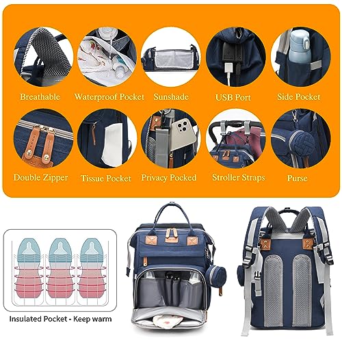 Astro alan Baby Diaper Bags with Changing Station, Waterproof Diaper Bag Backpack for Moms Dads with USB Charging Port, Baby Shower Gifts, Large Capacity diaper backpack, Blue - color: Blue
