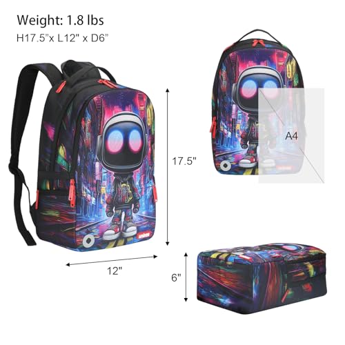Graffiti Backpack, Designer Laptop Backpack for 15.6 Inch Work,Water Resistant Backpack Computer Bag (CyberBot) - color: Cyberbot