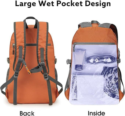 G4Free 40L Lightweight Packable Hiking Backpack, Waterproof Travel Daypack - color: Orange