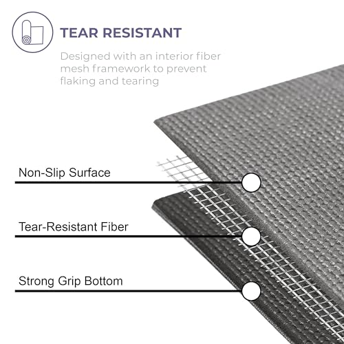Voyage Yoga Mat, 6 Pack, 72" x 24" Professional Studio and Gym Bulk Yoga Mats, 5mm Thick, Durable, Anti-Tear, Non Slip Fitness and Exercise Mats - color: Charcoal