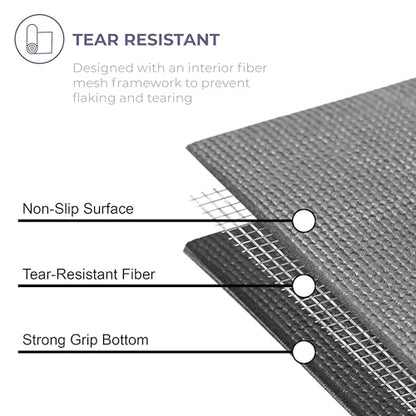 Voyage Yoga Mat, 6 Pack, 72" x 24" Professional Studio and Gym Bulk Yoga Mats, 5mm Thick, Durable, Anti-Tear, Non Slip Fitness and Exercise Mats - color: Charcoal