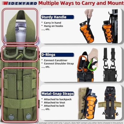 Molle Water Bottle Holder Pouch, 16-77 oz Adjustable Capacity Tactical Bottle Bag, Compatible with Backpack, Vest, Belt for Outdoor Activities - color: Green, style: Enhanced