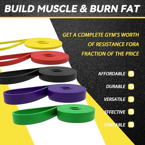 Resistance Bands, 5 Pack Pull-up Bands, Fabric Resistance Bands for Legs, Workout Bands, Exercise Bands Set for Fitness, Working Out, Body Stretching, Physical Therapy