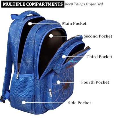 JIANYA School Backpack for Boys and Girls Elementary Children's School Bag Kids Backpack with Lunch Box - color: Letters/ Blue