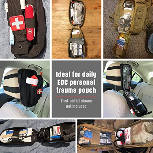 Tactical MOLLE Medical Pouch, Rip-Away EMT First Aid Pouch IFAK Trauma Kit Everyday Carry Survival Bag Include Cross Patch - color: Khaki-2 Packs