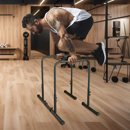 Dip Station Functional Heavy Duty Dip Stands Fitness Workout Dip bar Station Stabilizer Parallette Push Up Stand, Adjustable Dip Bar Station for Home Gym, Calisthenics & Upper Body Workout Equipment