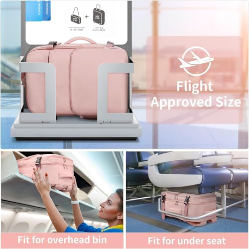 ZOMFELT Travel Backpack for Women Men, Carry On Backpack, TSA 15.6inch Laptop Backpack Flight Approved, Personal Item Travel Bag Nurse Bag Casual Daypack for Weekender Business Trip, Pink - color: Pink