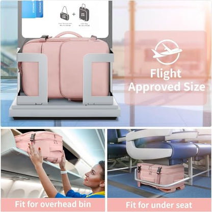 ZOMFELT Travel Backpack for Women Men, Carry On Backpack, TSA 15.6inch Laptop Backpack Flight Approved, Personal Item Travel Bag Nurse Bag Casual Daypack for Weekender Business Trip, Pink - color: Pink