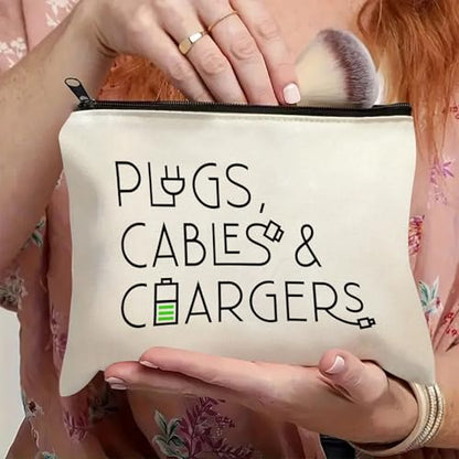 Plugs Cables & Chargers - Makeup Bag for Women Travel - Zipper Cosmetic Storage Bag with Vibrant Designs, Soft Fabric & Multi-Use Functionality (Gift for Birthdays, Graduation, Christmas) (Style F) - style: Style F