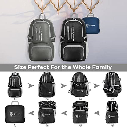 ZOMAKE Lightweight Packable Backpack, 35L Light Foldable Hiking Backpacks Water Resistant Collapsible Daypack for Travel(Black) - color: Black