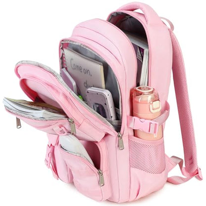 abshoo Large Heavy Duty Backpack For School College Bookbag Casual Multi Pocket Travel Backpacks - color: Pink