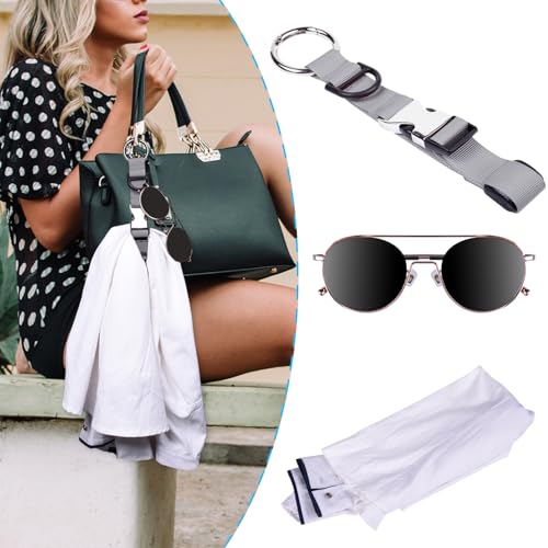 Wisdompro Jacket Gripper Strap, Add a Bag Luggage Straps Baggage Suitcase Belts Travel Accessories with Hook and D-Ring - Make Your Hands Free, Easy to Carry Your Extra Bags - Gray - color: Gray
