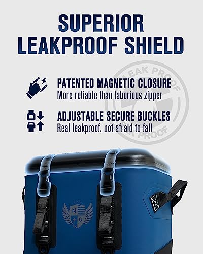 30 Can Magnetic Backpack Cooler, Zipperless Soft Cooler Backpack with Wide-Mouth Magnetic Lid, Leakproof Insulated Soft Sided Cooler for Beach, Fishing, Tailgating & Kayak - color: Navy