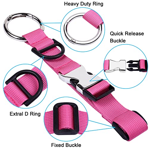 Wisdompro Jacket Gripper Strap, Add a Bag Luggage Straps Baggage Suitcase Belts Travel Accessories with Hook and D-Ring - Make Your Hands Free, Easy to Carry Your Extra Bags - Hot Pink - color: Hot Pink