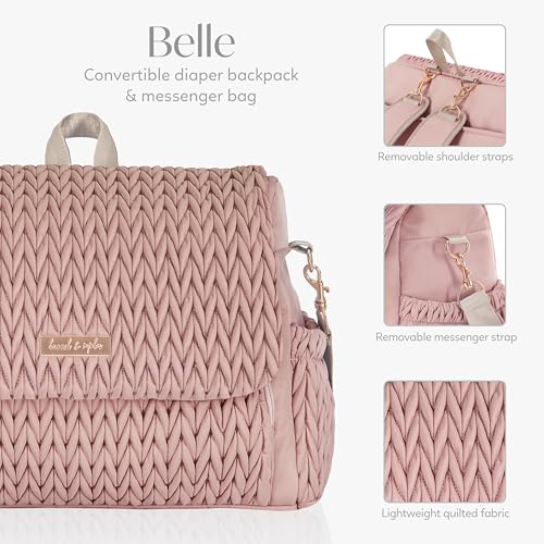 Hannah & Sophia Belle Convertible Baby Diaper Backpack & Bag in Pink Polyester with Classic Style - color: Pink