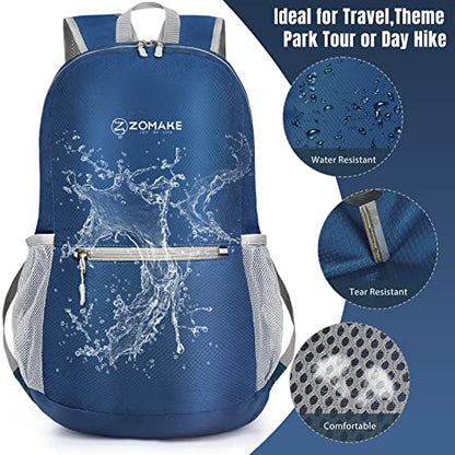 ZOMAKE Ultra Lightweight Hiking Backpack 20L, Packable Small Backpacks Water Resistant Daypack for Women Men(Navy Blue) - color: Royal Blue-b