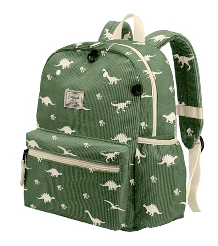 Corduroy Toddler Backpack for Boys 2-5: Kids Preschool Backpacks for Girls -13.5" H Fit Folder - color: Dinosaur Green Corduroy, style: Age 2-5 (13.3" H Fit A4 Folder)