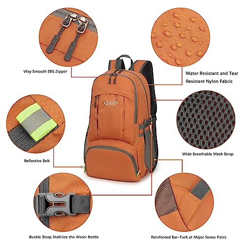 G4Free 40L Lightweight Packable Hiking Backpack, Waterproof Travel Daypack - color: Orange
