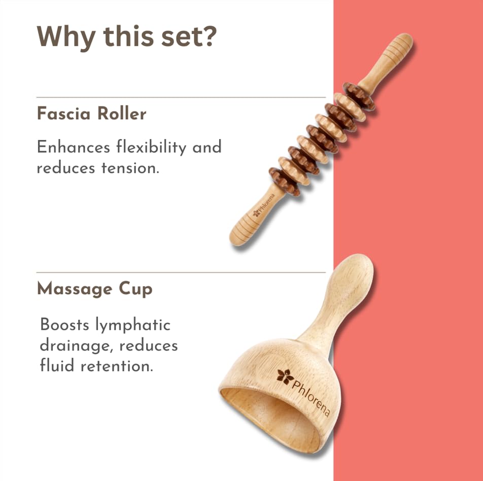 Wood Therapy Massage Tools 4-in-1 kit | Body Shaping, Lymphatic Drainage Massager, Anti-Cellulite Massager| Wood Massage Tool