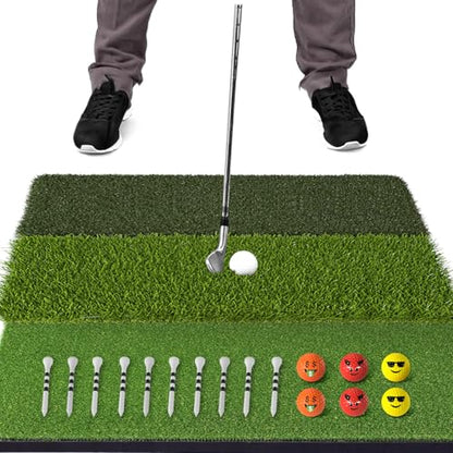 JAYA Golf Hitting Mat with Heavy Rubber Base, Foldable Golf Practice Mat for Indoor & Outdoor Training, Dual Turf Fairway & Rough Grass Mat for Swing, Chipping and Driving Practice - size: 30" x 15"