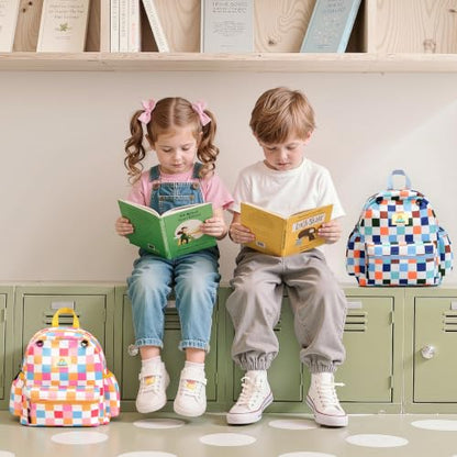 STEAMEDBUN Toddler Backpack Boys Girls 2-4, Preschool Daycare Backpack -12inch - color: Blue Checkerboard, size: Mini-12"H(not fit folder)