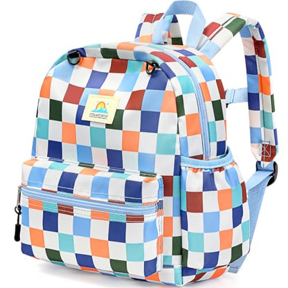STEAMEDBUN Toddler Backpack Boys Girls 2-4, Preschool Daycare Backpack -12inch - color: Blue Checkerboard, size: Mini-12"H(not fit folder)