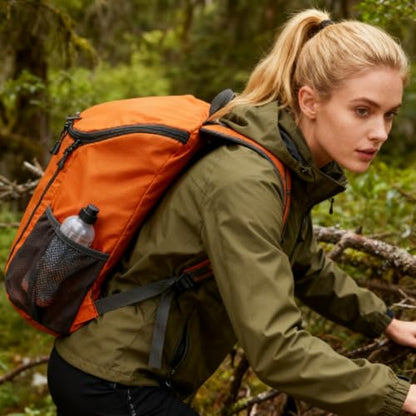 Hiking Backpack, Waterproof Wearable Lightweight Backpack, Foldable Outdoor Travel Camping Daypack - color: Orange