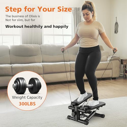 OLIXIS Stepper Machine with Resistance Bands - Mini Stair Stepper for Home Exercise, Portable Weight Loss & Full Body Workout Equipment - color: Black