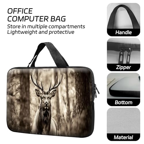 14 15 15.4 15.6 inch Laptop Handle Bag Computer Bag, Pouch Holder Notebook Sleeve Cover Soft Case Compatible for Dell,Lenovo,Toshiba HP, Asus Notebook-Bull Elk - color: Bull Elk