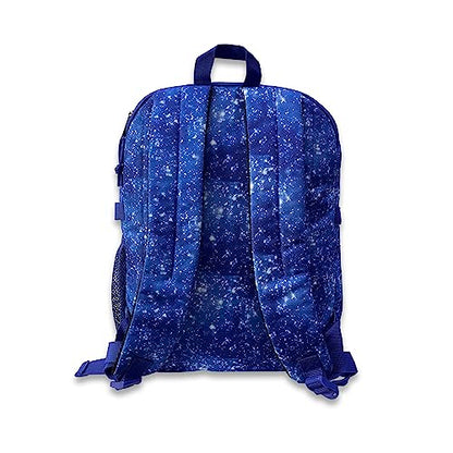 K-Cliffs Classic Backpack Basic Student Campus Daypack Simple Travel Rucksack with Laptop Compartment Bottle Holder Padded Straps Printed Blue Navy Stardust Pattern - color: Navy Stardust