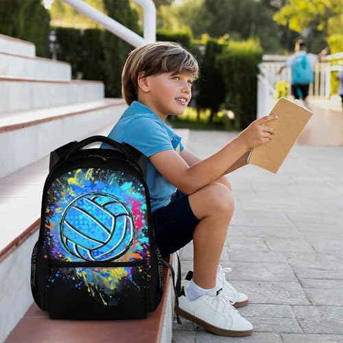 Boys School Backpack Kids Volleyball Backpacks Bookbag Back to School Supplies, 17 Inches Large Capacity Cool Sport Back Pack for Kindergarten Elementary Middle (Black) - color: Color 6