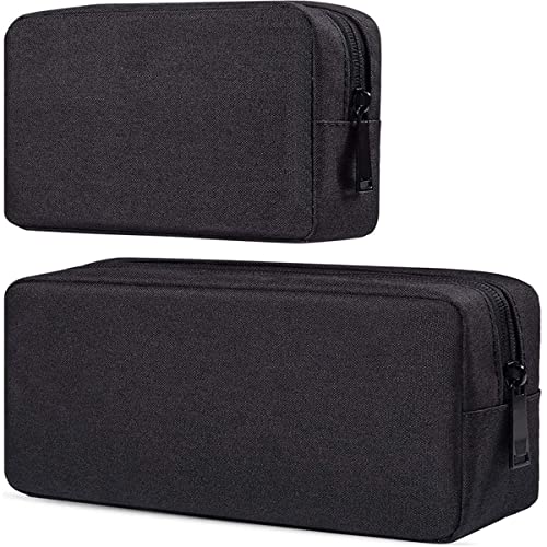 dealcase Canvas Waterproof Universal Electronic Accessories Organizer for Power Bank,Charging Cords,Chargers,Mouse,USB Cable,Earphones and More Out-going, Business Travel Gadget Bag,Black(Small+Big) - color: Small + Big[Black X 2]