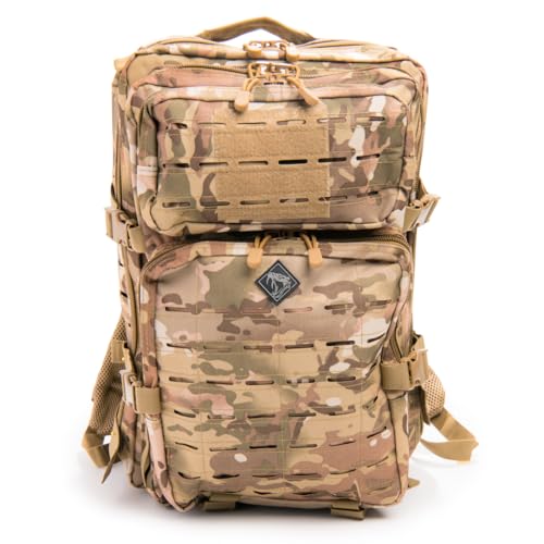 Large Laser-cut MOLLE Backpack with Pistol Retention System, CP Camo, Modular and Lightweight Design for EDC, Range, or Tactical Use - color: Cp Camo