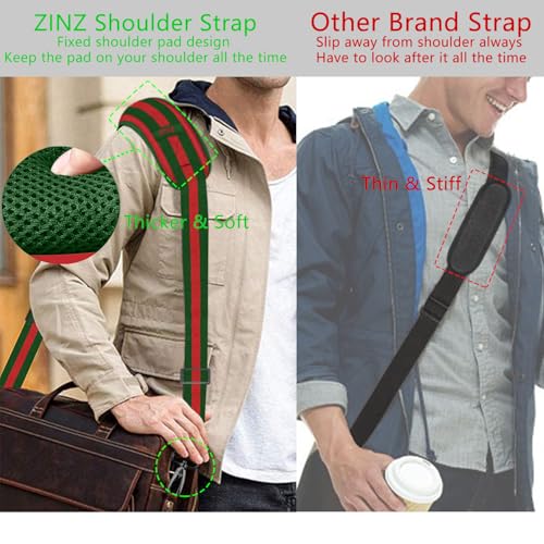 ZINZ 79 inch Shoulder Strap, Extra-thick Fixed Cushion Pad and Dual Clasps Universal Replacement Strap with Metal Swivel Hooks for Laptop Bags, Luggage Bags, Camera, Crossbody(Stripes-GrWGr) - color: Stripes-grwgr