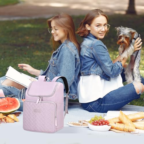 17L Backpack Cooler Insulated Leak-Proof for Women, 18 Cans Small Thermal Cooler Backpack Bag for Camping Beach Lunch Picnic, Purple