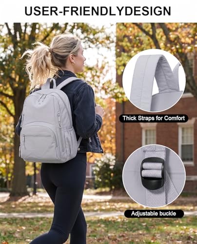 Backpack for Women, Work College Laptop Backpack, Lightweight Travel Backpack Purse, Casual Daypack Bag (Grey) - color: Grey