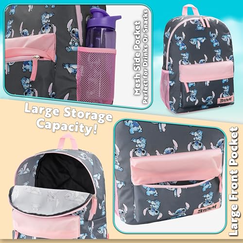 Disney Stitch Backpack for Girls Teens School Bag Kids Book Bag School Supplies Gifts (Navy/Pink) - color: Navy/Pink