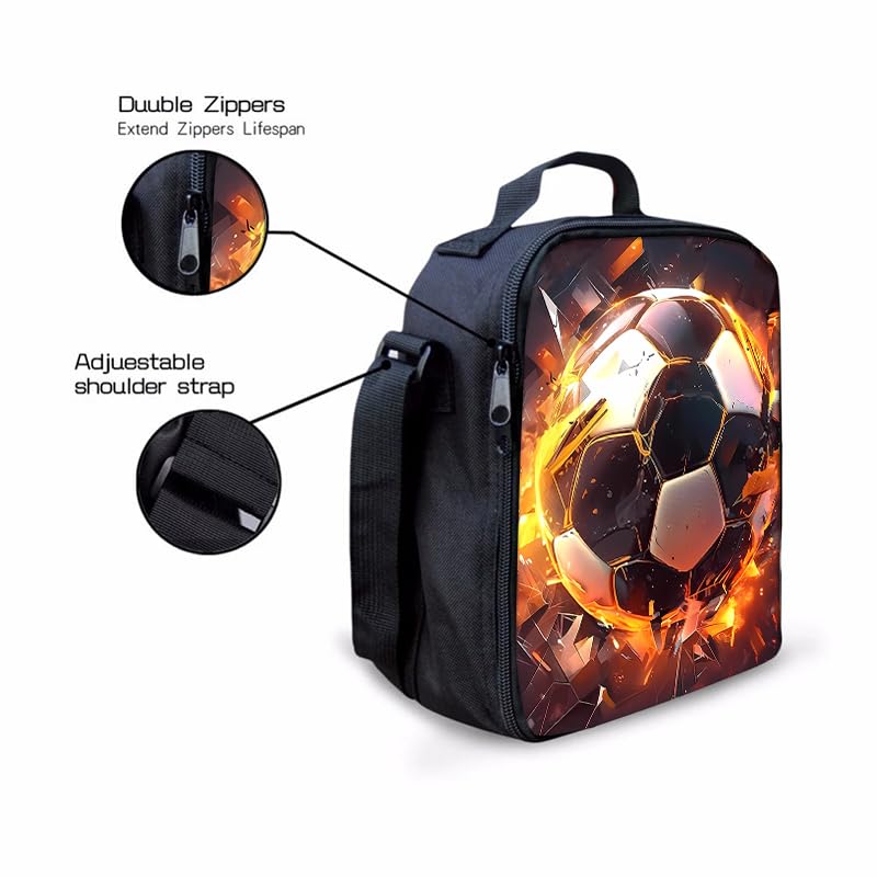 3PCS Soccer Backpack Set, 16" Lightweight Football Daypack, Soccer Ball Print Casual Laptop Backpack for Travel Camping Work (style-6) - color: Style-6