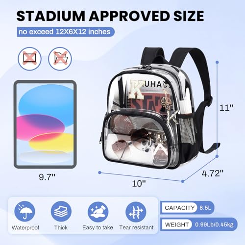 PIG PIG GIRL Clear Backpacks for Stadium Events Approved 12×6×12 Clear Bookbag for Women Mini Transparent Letter Back Pack, Black, Letter-K - color: Black, style: K
