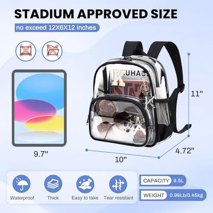PIG PIG GIRL Clear Backpacks for Stadium Events Approved 12×6×12 Clear Bookbag for Women Mini Transparent Letter Back Pack, Black, Letter-K - color: Black, style: K