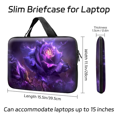 14 15 15.4 15.6 inch Laptop Handle Bag Computer Bag, Pouch Holder Notebook Sleeve Cover Soft Case Compatible for Dell,Lenovo,Toshiba HP, Asus Notebook-Purple Rose - color: Purple Rose