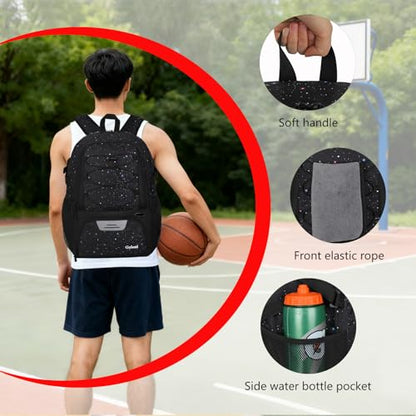 Goloni 40L Basketball Bag,Large Basketball Backpack with Ball Compartment & Shoe Compartment,Backpack for Soccer,Volleyball - color: Starry Sky Black