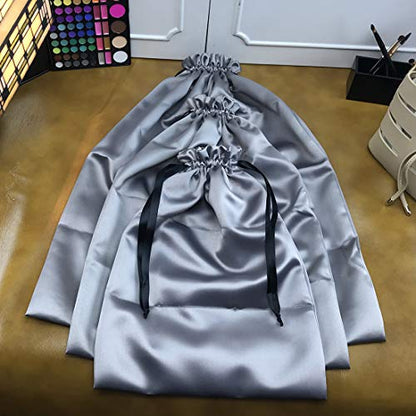 PlasMaller Dust Cover Storage Bags Thick Silk Cloth Pouch with Drawstring For Luxuries Handbags Tote Purses Shoes Boots, Silver (12.6 x 15.7 in) - size: 12.6 x 15.7 in