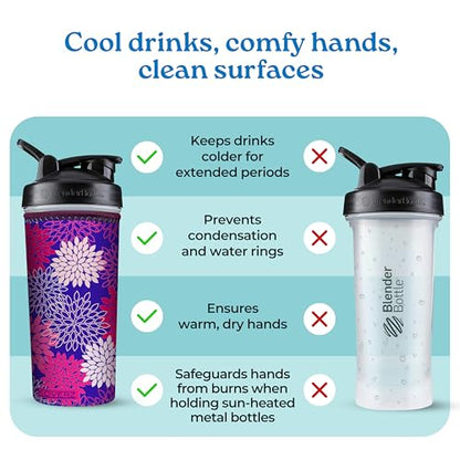 Neoprene 24-30 oz Water Bottle Insulator Cooler Coolie - Blue Aquatint by Jason Mathias - color: Blue Aquatint, size: Large 24-30oz