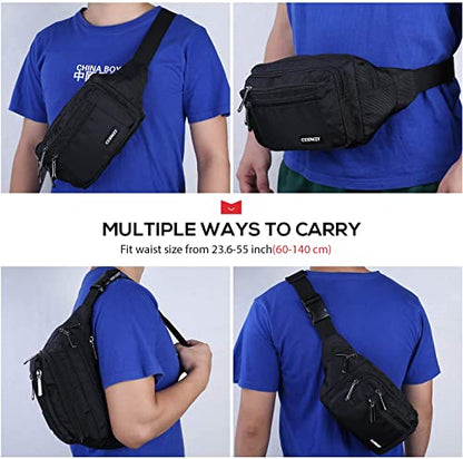CXWMZY Fanny Packs For Women & Men Waist Pack Hip Bum Bag with Multi-Pockets Large Capacity Waterproof Casual Bum Bag for Disney Traveling Casual Cycling Running Hiking - color: Black