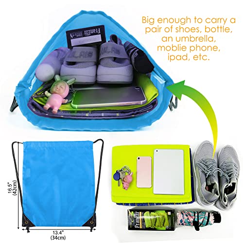 BeeGreen 20 pieces Wholesale Sky Blue Drawstring Backpack Bags Cinch Bags Bulk Heavy Duty String Backpack Machine Washable Lightweight Sackpack Outdoor Sport Bags for Women Men - color: Sky Blue