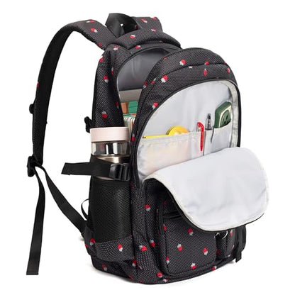 Girls Backpack Lightweight Bookbags for High School Laptop Backpack For College Women Big Student Daypack Casual (Strawberry-Black) - color: Strawberry-black